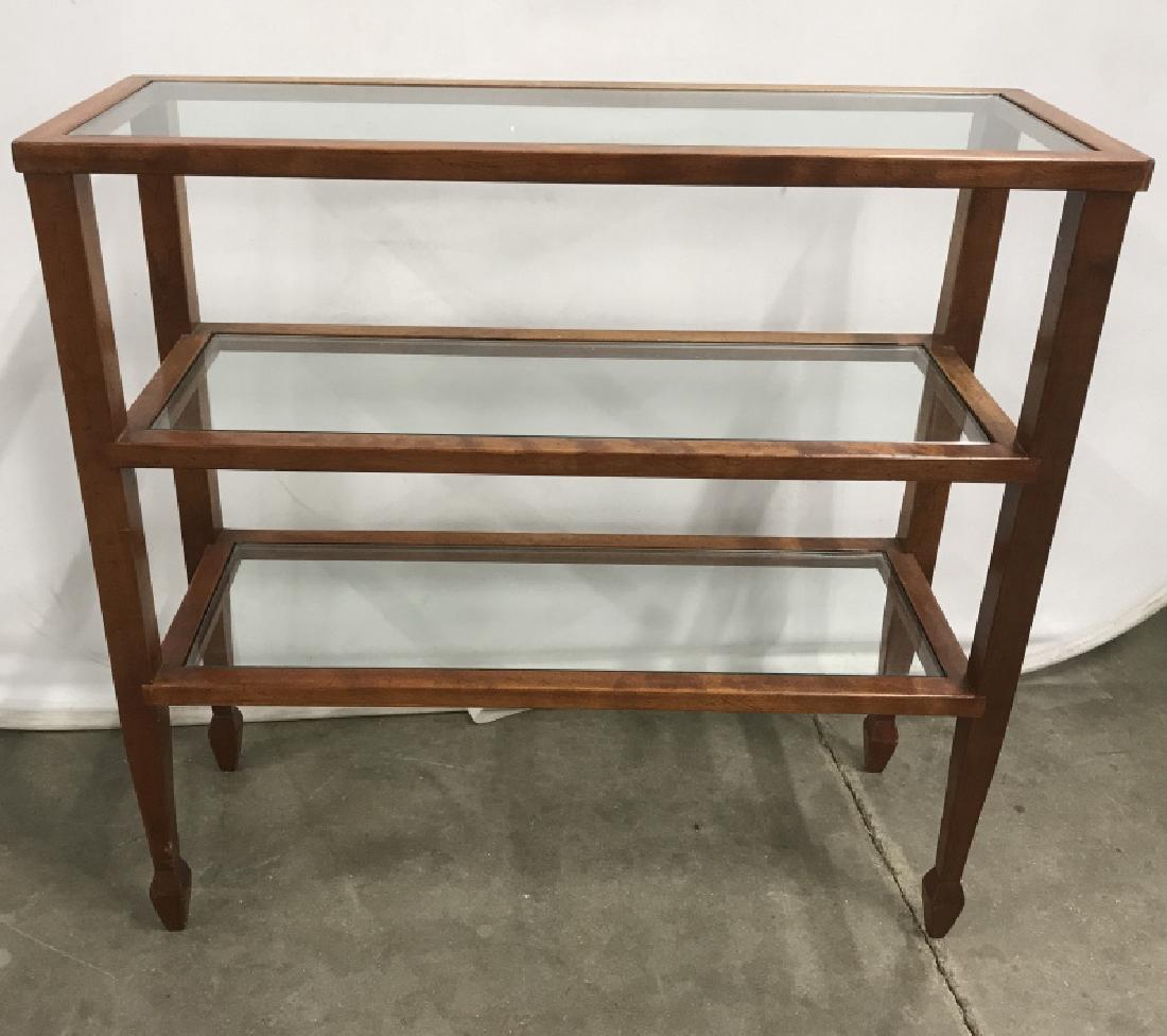 3 Tiered Wooden Rack W Glass Shelves (1 of 7)