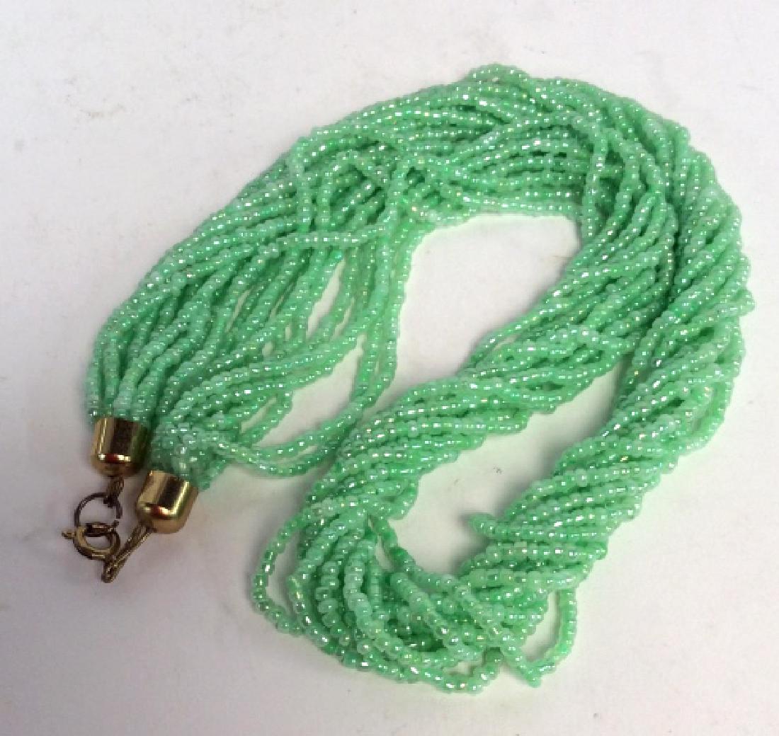 Multi Strand Opalescent Lime Green Bead Necklace (1 of 8)