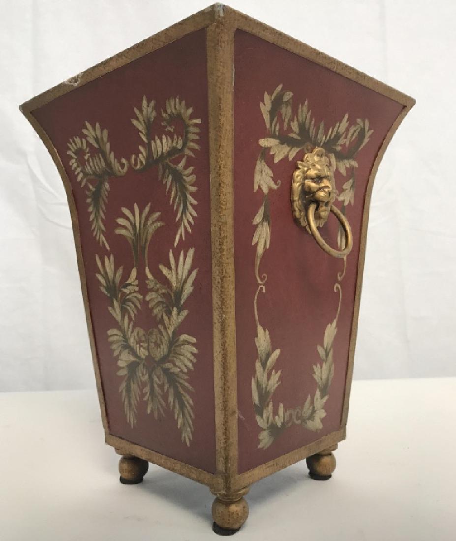 Painted Metal Bin with Lion Head Knocker Handles (1 of 8)