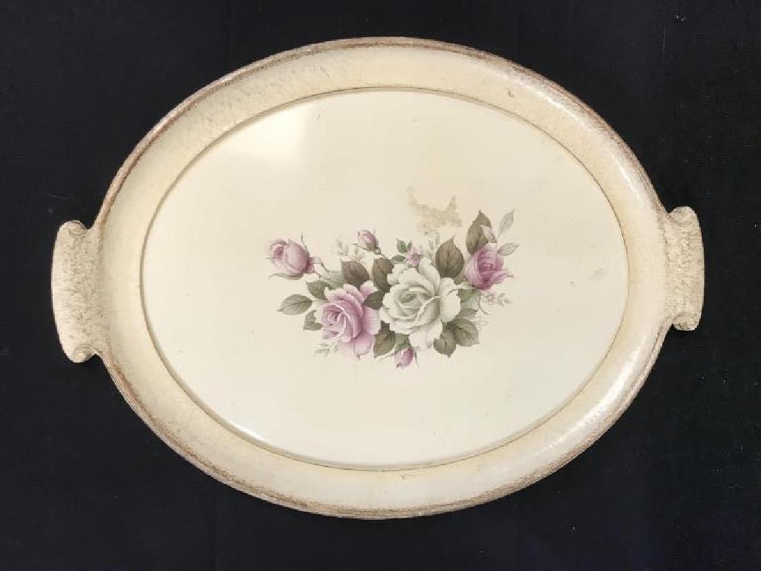 Rustic Country Style Serving Tray W Floral Motif (1 of 7)