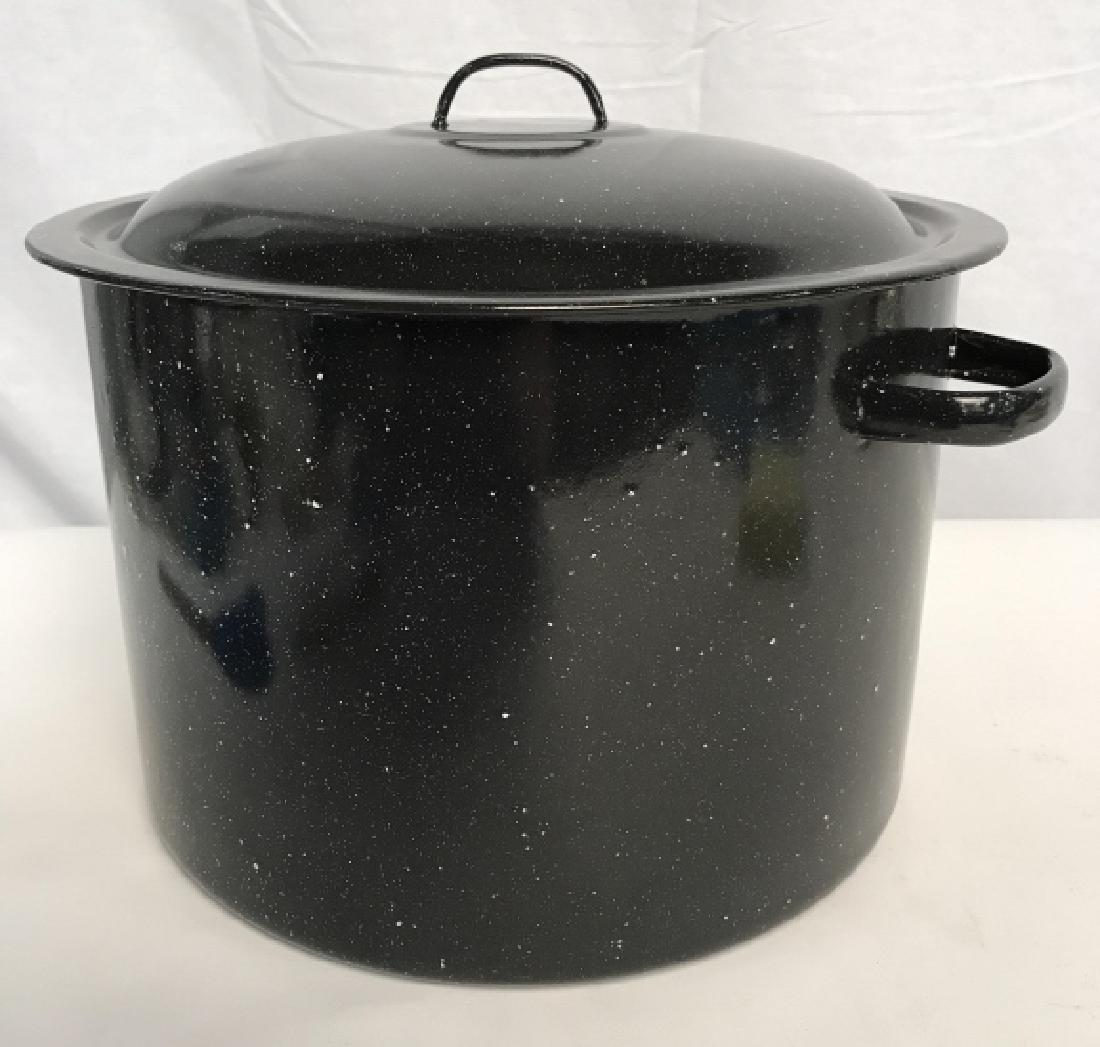 Vintage Black Speckled Canning Cook Pot
