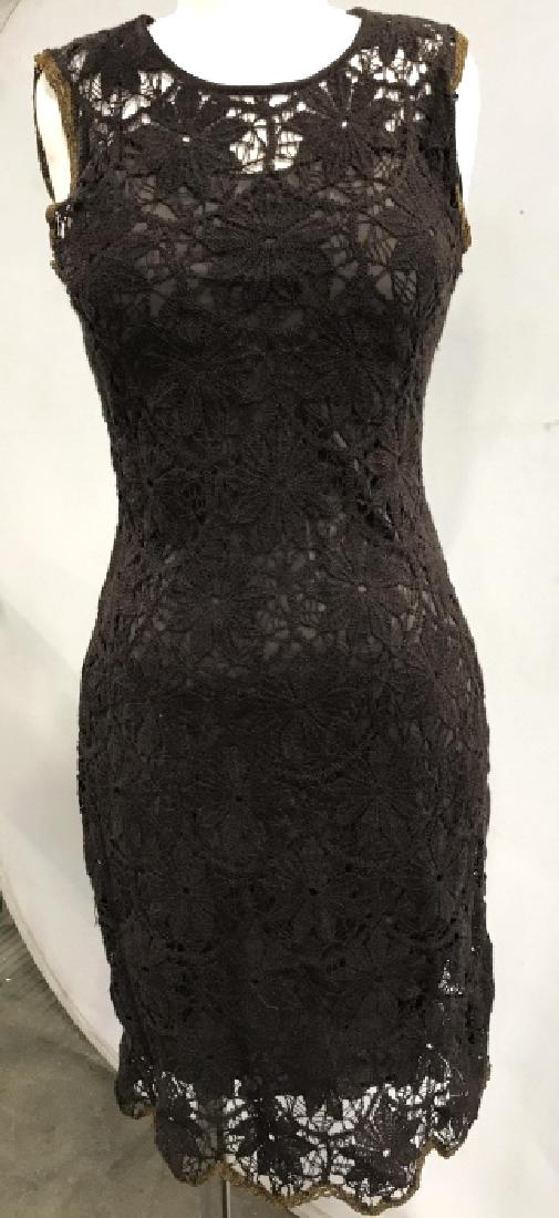 Moschino Brown Knit Sleeveless Slip Dress: Moschino Brown Knit Sleeveless Slip Dress, Moschino label, made in Italy, Marked size US 6, with liner Slip, good condition, 39 in drop from shoulder to bottom, 27 in waist, 32 in hip, 36 in bust, Lad