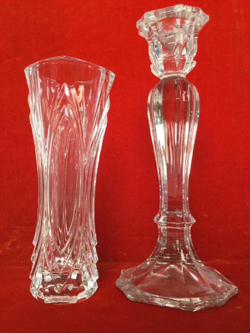 Lot 2 Cut Glass Vase And Candlestick Holder (1 of 13)