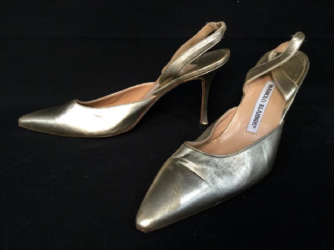 Pair of MANOLO BLAHNIK Gold Slingback Heels (1 of 10)