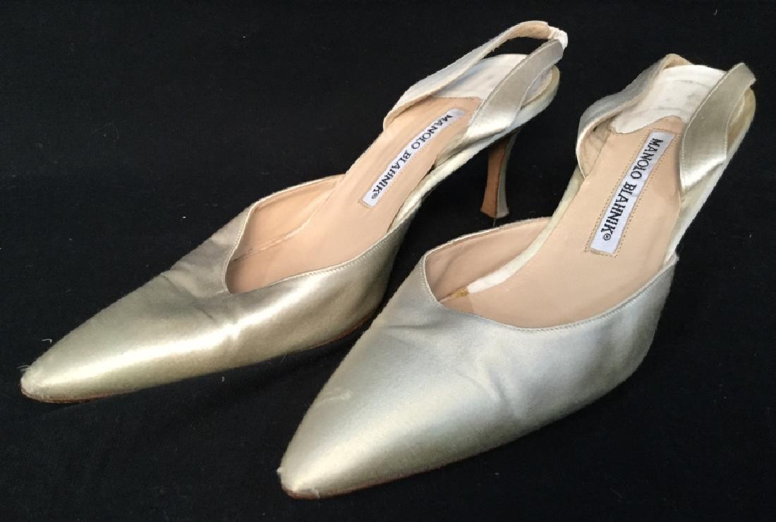 Pair MANOLO BLAHNIK Cream Satin Slingback Heels (1 of 12)