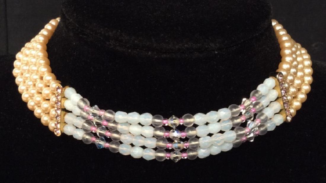 Monet Imitation Pearl Rhinestone Necklace (1 of 7)