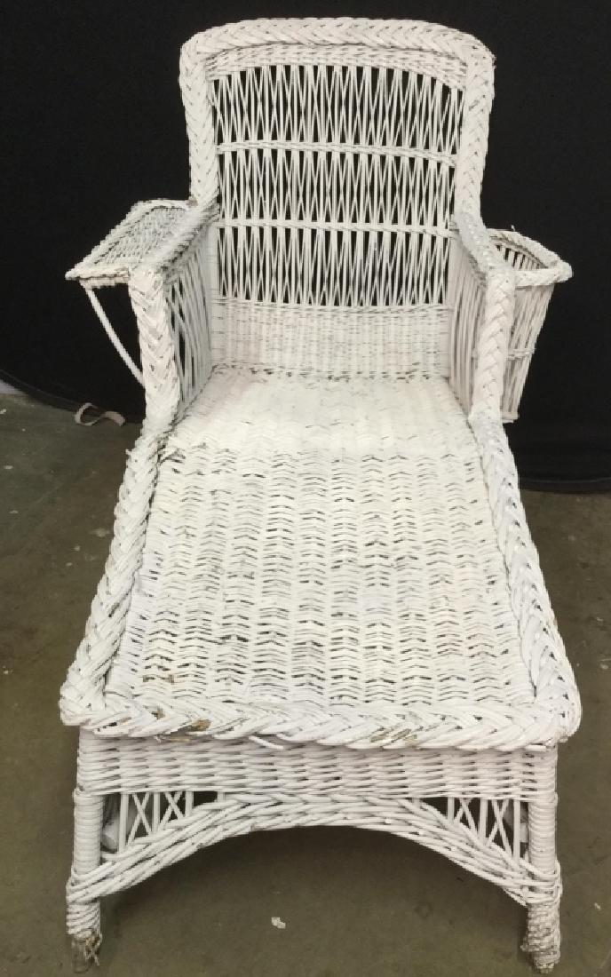 Vintage White Wicker Lounge Chair (1 of 8)