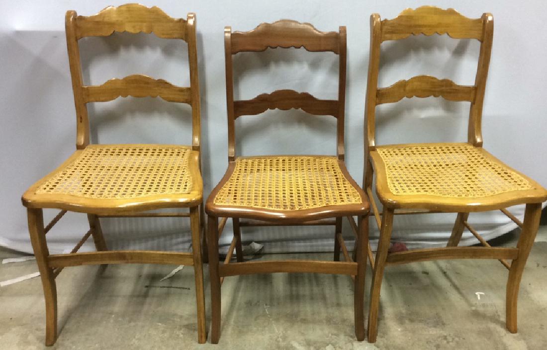 Lot of 3 Caned Wooden Chairs (1 of 10)