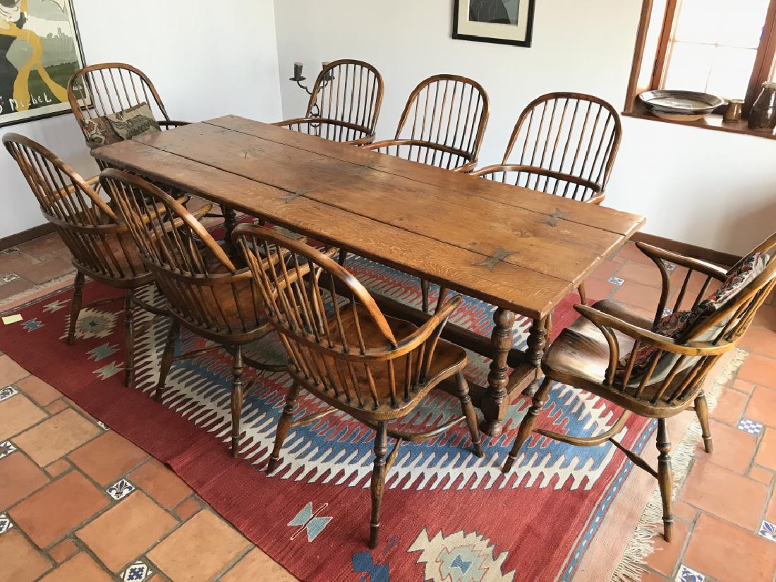 Set 8 Poss Antique English Windsor Chairs: Set 8 Poss Antique English Windsor armchairs, English Made Windsor Chairs, purchased from Howard Kaplan Antiques In New York, Possibly antique Handmade possibly Ash, Stick Back Double Bow Chair, Count