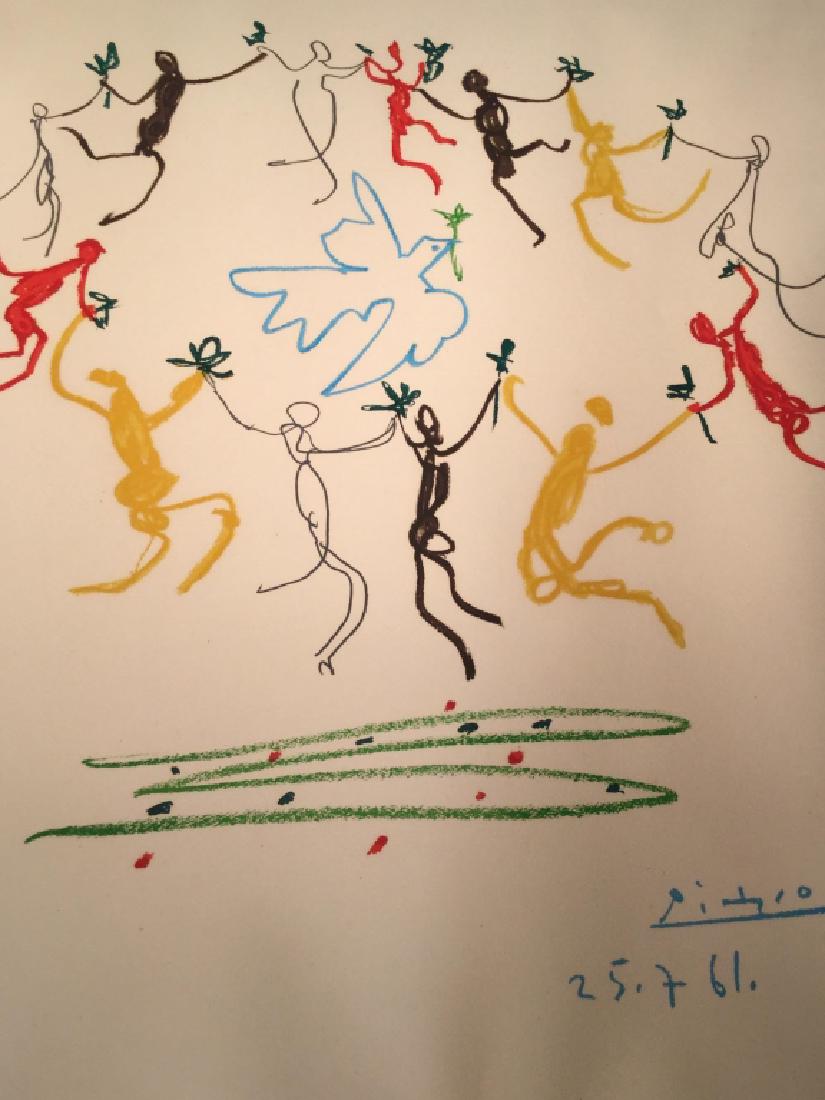 PICASSO Color Lithograph Of The Youth Circle: Color Lithograph Of Pablo PICASSO’s La Ronde de la Jeunesse (The Youth Circle), 1961. Lithograph has printed signature and date in lower right corner. Artwork depicts a circle of figures dancing aro