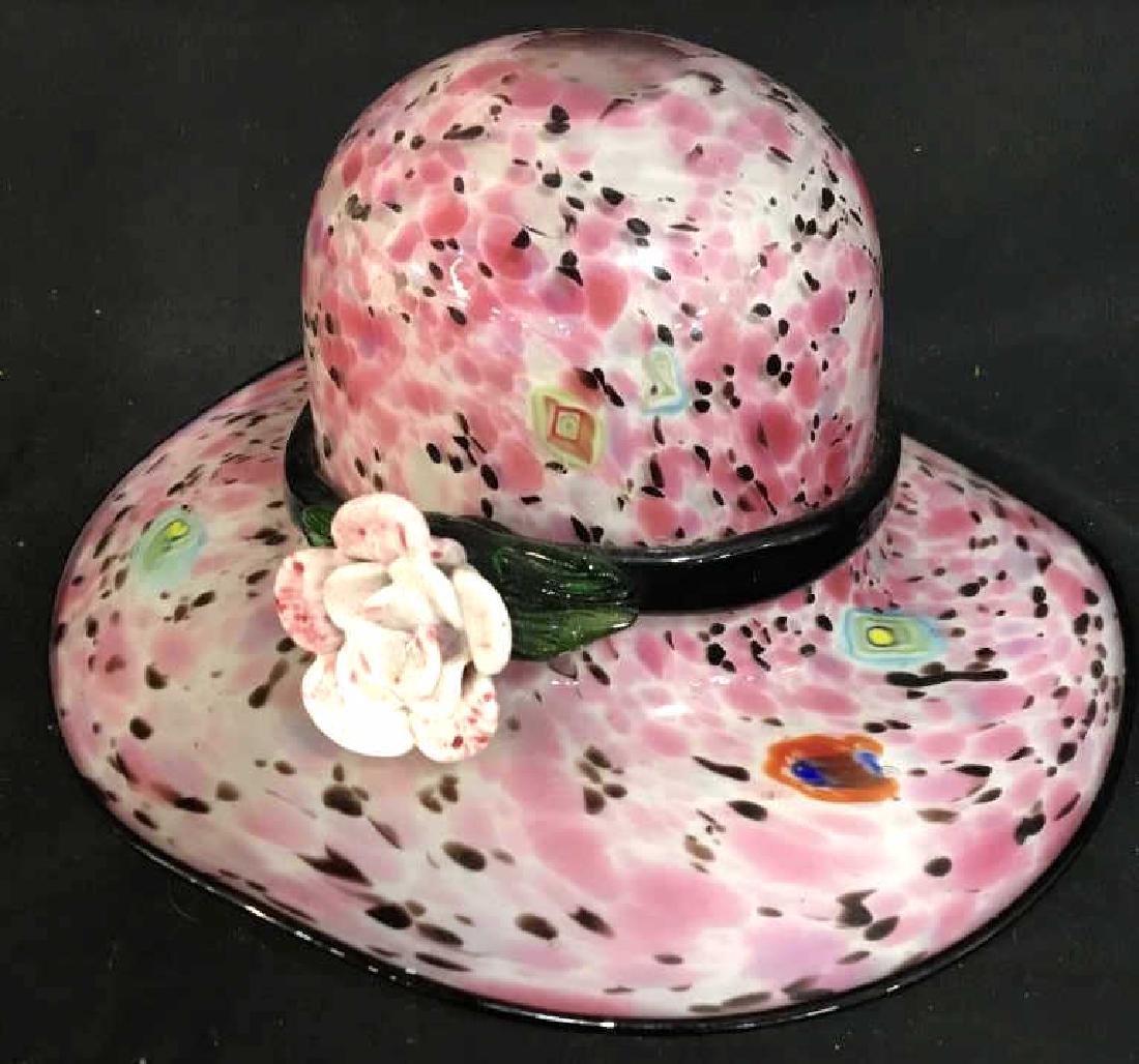 Murano Handblown Pink Speckled Art Glass Hat