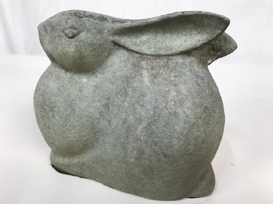 Decorative Ceramic Pottery Bunny Figural: Decorative Ceramic Pottery Bunny Figural, 7 in x 9 in, good condition, green patina to possibly resemble copper, Garden Sculptures, Decorative Conservatory Design, Bunny Figurals, Kitchenware, 5
