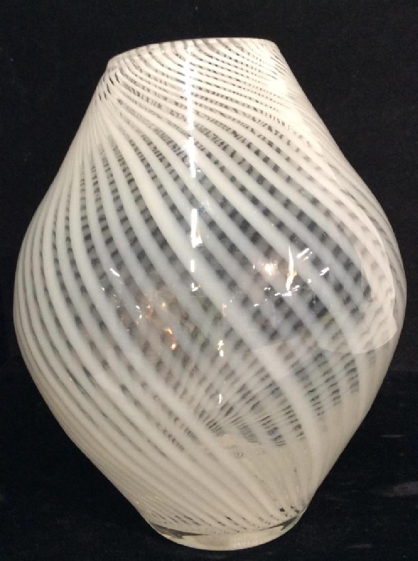 Vintage Handblown Murano Style Vase: Vintage Handblown Murano Style Vase, banded swirl designs, 8 1/2 in x 2 3/8 in at mouth, good condition, Murano Style Glass, Decorative Tableware, Tabletop Accessories, Decorative Kitchenware, Italian