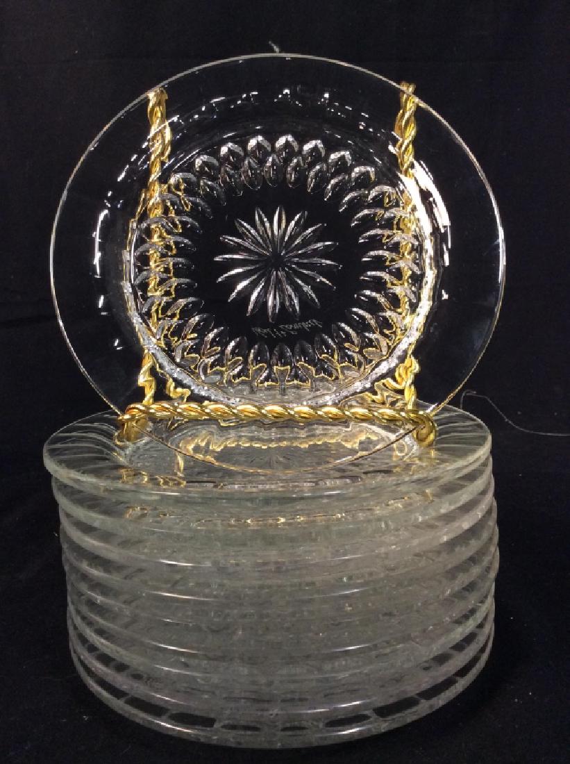 Val St Lambert Set Of 10 Cut Crystal Bread Plates: Val St Lambert Set Of 10 Cut Crystal Bread Plates, 6 in diameter each, good condition, like new, each Signed on underside Val St Lambert, Crystal Dinnerware, Crystal Tableware, Collectible Crystal, Va
