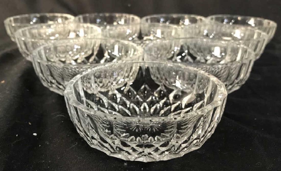 Lot 10 VAL ST LAMBERT Cut Crystal Trinket Dishes: All pieces are marked VAL ST LAMBERT on underside. Crystal trinket dishes, Val st Lambert Accessories, Tabletop Accessories. Each measures approx 4.5 inches wide 1.5 inches tall. Property of a Palm Be