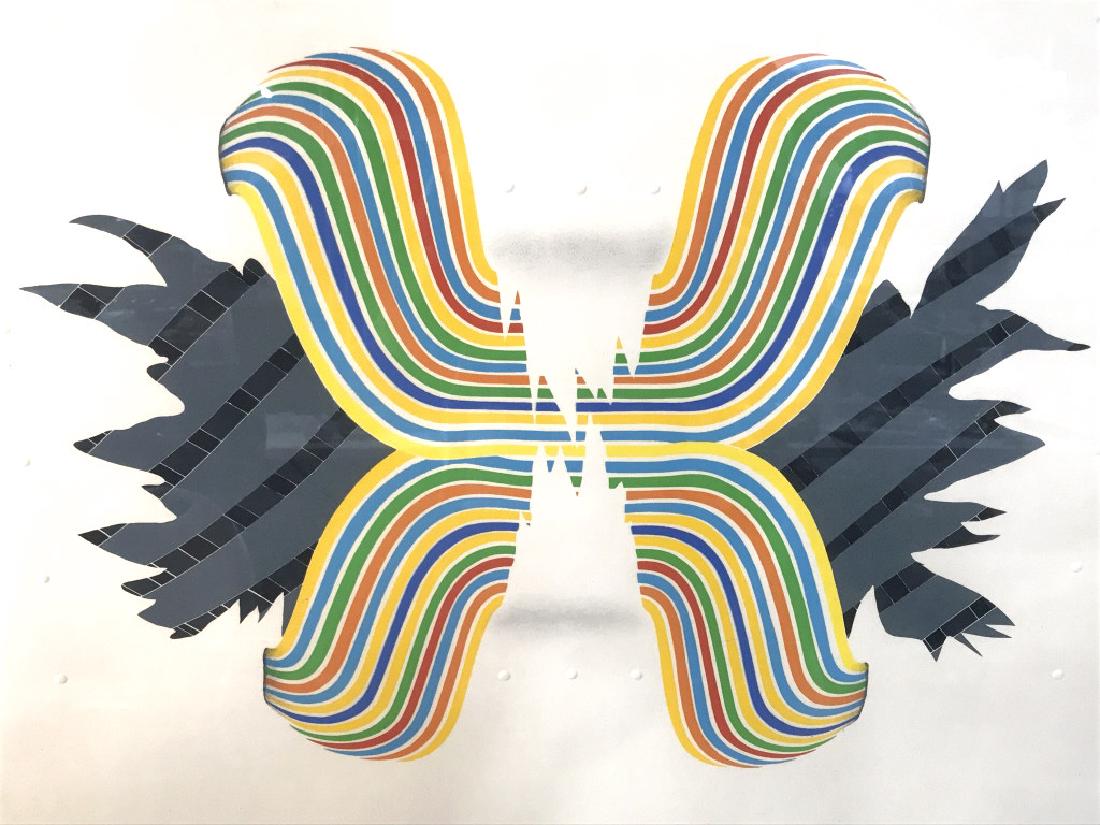 Signed WERNER PFEIFFER Ltd. Edition Serigraph: Signed limited edition WERNER PFEIFFER (American, 1922-1981) serigraph, titled ‘Breakthrough’. Artwork depicts colorful abstract butterfly-like shape. Numbered 19 / 25 and titled in pencil in lowe
