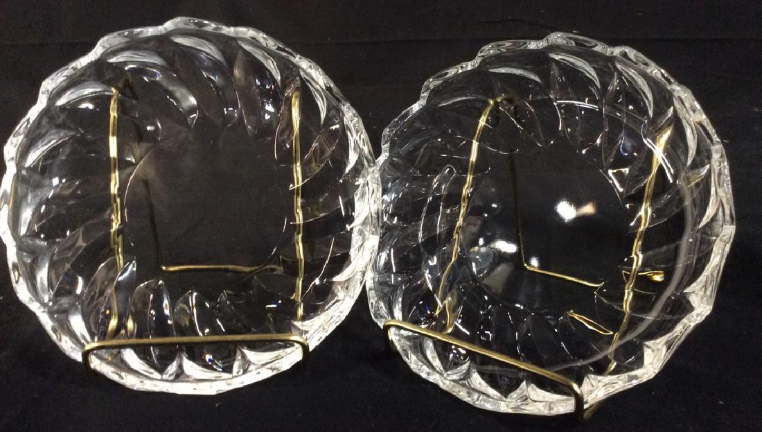 Pair Crystal Glass Candy Trinket Dishes: Pair Crystal Glass Candy Trinket Dishes, each 6 in diameter, Good condition, Not marked, Crystal Tableware, Crystal Decorations, Glass Kitchenware, Glass Tabletop Accessories, decorative accessory, ta