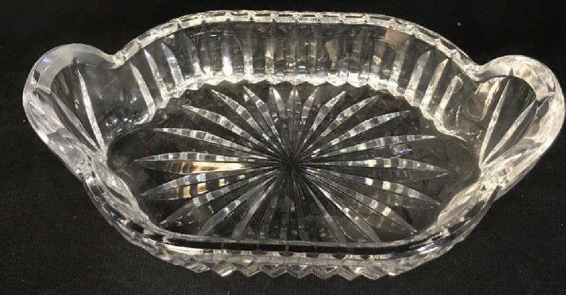 Signed WATERFORD Cut Crystal Soap Dish: Signed WATERFORD cut Crystal soap / candy / nut dish. Signed Waterford on underside. Approx 2 inches in height, 6 inches by 3.5 inches in length and width. Waterford Crystal / collectible Crystal / Cr