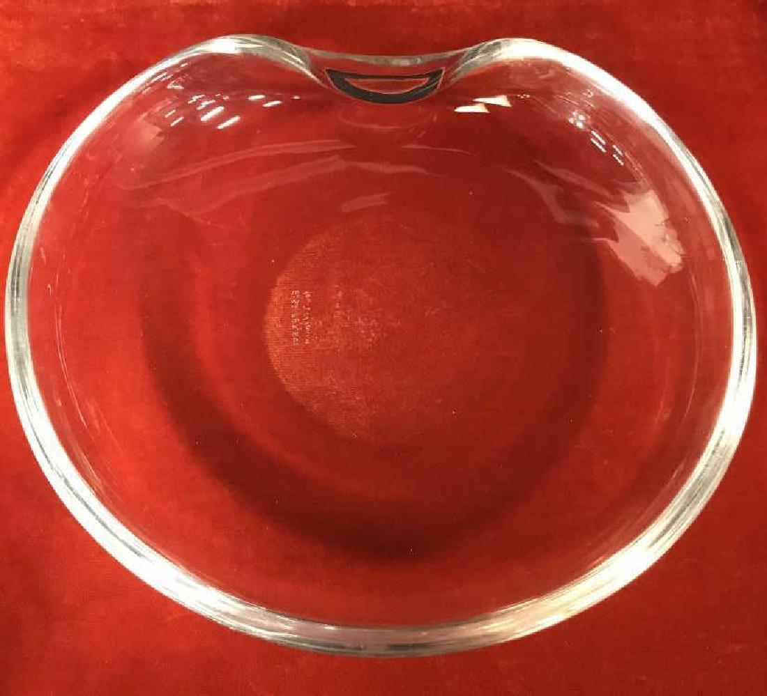 Signed Elsa Peretti for TIFFANY Crystal Dish: Signed Elsa Peretti for TIFFANY Thumbprint dish. Made of hand-blown Venetian crystal. Dish is bowl shaped with a ‘pushed in’ stylistic detail on one side. Signed in underside. Measures approx 7.5