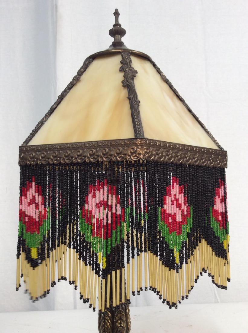 Art Deco Style Slag Glass And Beaded Art Deco Style Slag Glass And Beaded