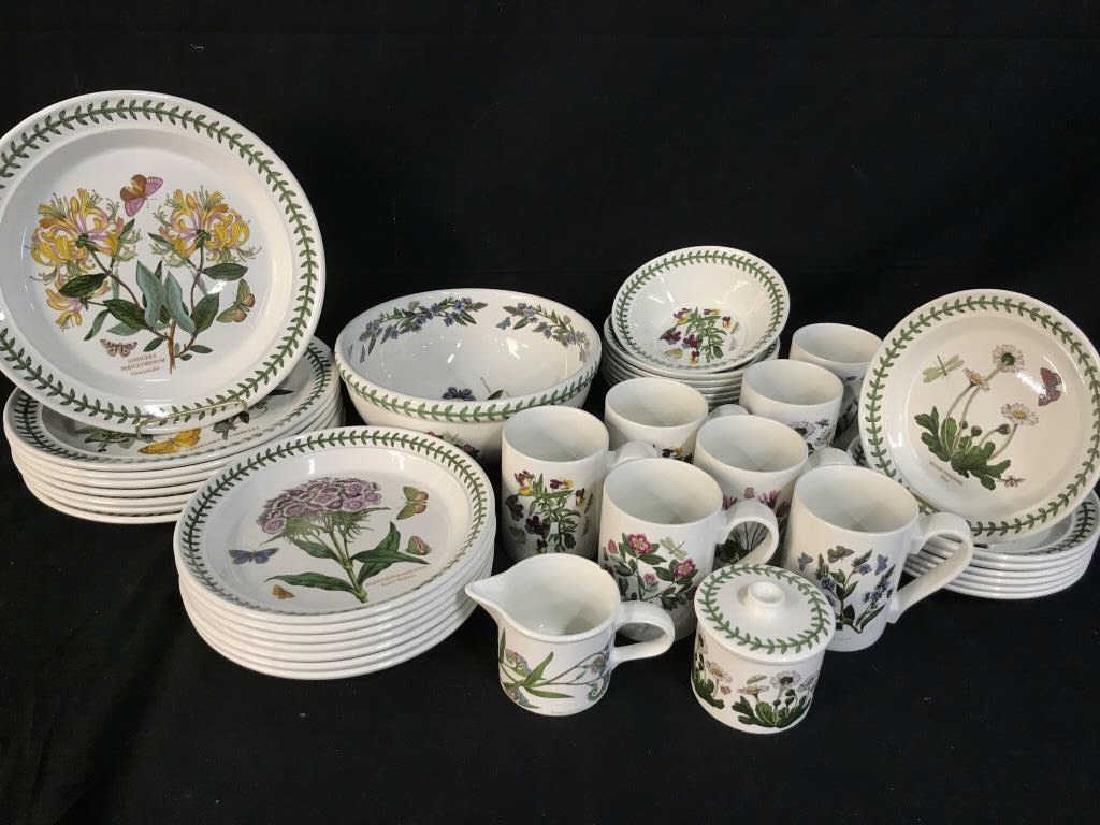 PORTMEIRION Botanic Garden Partial Dinner Service: PORTMEIRION partial, 40 piece porcelain dinner service set from The Botanic Garden Collection. This set includes 1 fruit / salad serving bowl, 8 dinner plates, 7 dessert / salad / appetizer / starter 