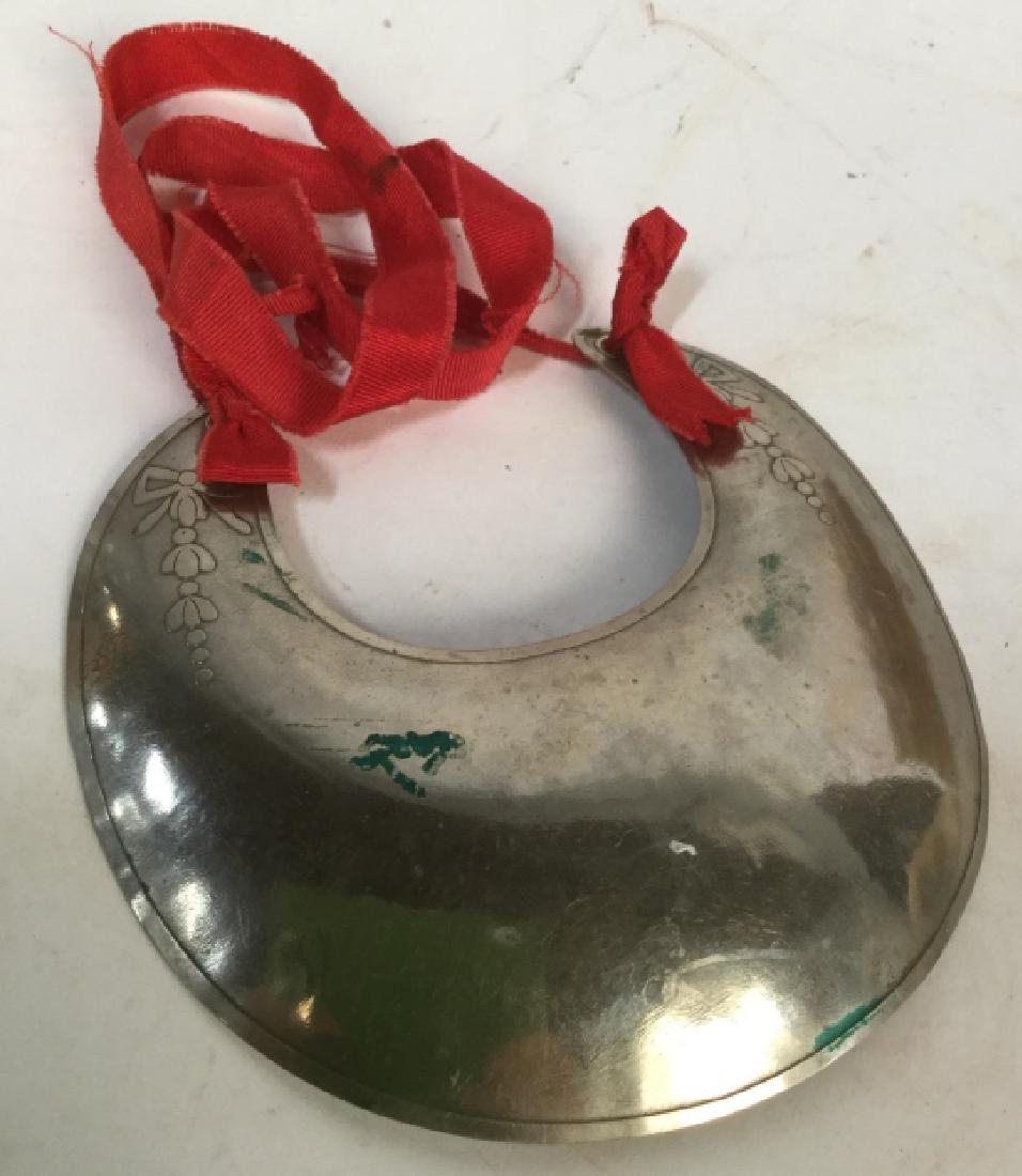 Antique Military Gorget, Circa 18th Century: Possibly from revolutionary war, silver toned GORGET, crescent moon shaped identifier, antique military tags, rank identifier,Officer war time garb, officer paraphernalia, war time collectible, revolu