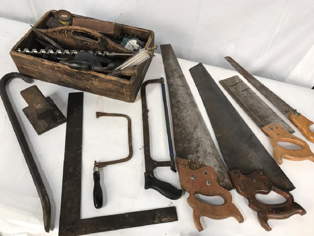 Group Lot Antique Carpentry Tools: Group Lot antique, some vintage, carpentry tools. Primitive Iron Metal wood Farm / carpentry / industrial tools. Items are antique and have been used, and have rust and wear consistent with age and ex