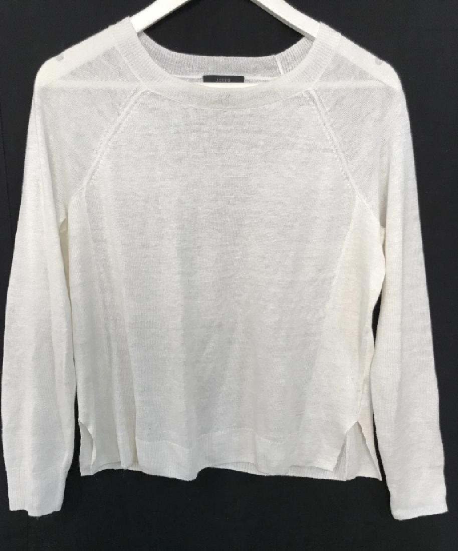 J. CREW Lightweight Linen Knitwear Sweater: J. CREW Designer women’s casual lightweight linen knitwear pullover sweater. Sweater is white in tone. Label reads J. Crew, 100% linen, Size S. Women’s ladies’ designer sweater / linen knit swea