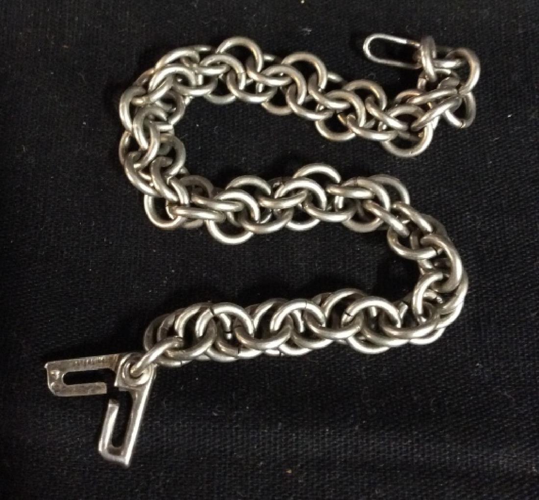 Sterling Silver Double Chain Bracelet: Marked for Sterling Silver, loop Link Bracelet, double wide, Estate jewelry, vintage jewelry, length app 7.5 inches, width .5 inches