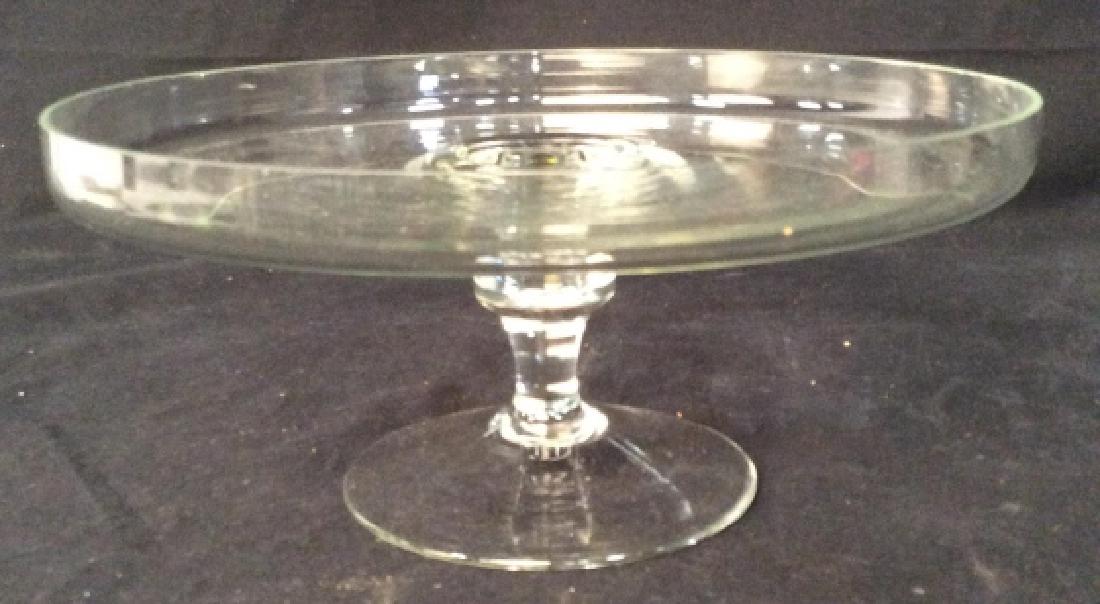 Vintage Glass Cake Plate On Stem: Vintage Glass Cake Plate On Stem, 5 in x 10 in diameter, good condition, Raised edge to keep Cake, bright, nearly new, Glassware, Kitchen Glass Utensils, Kitchenware, Cakeplates, 5