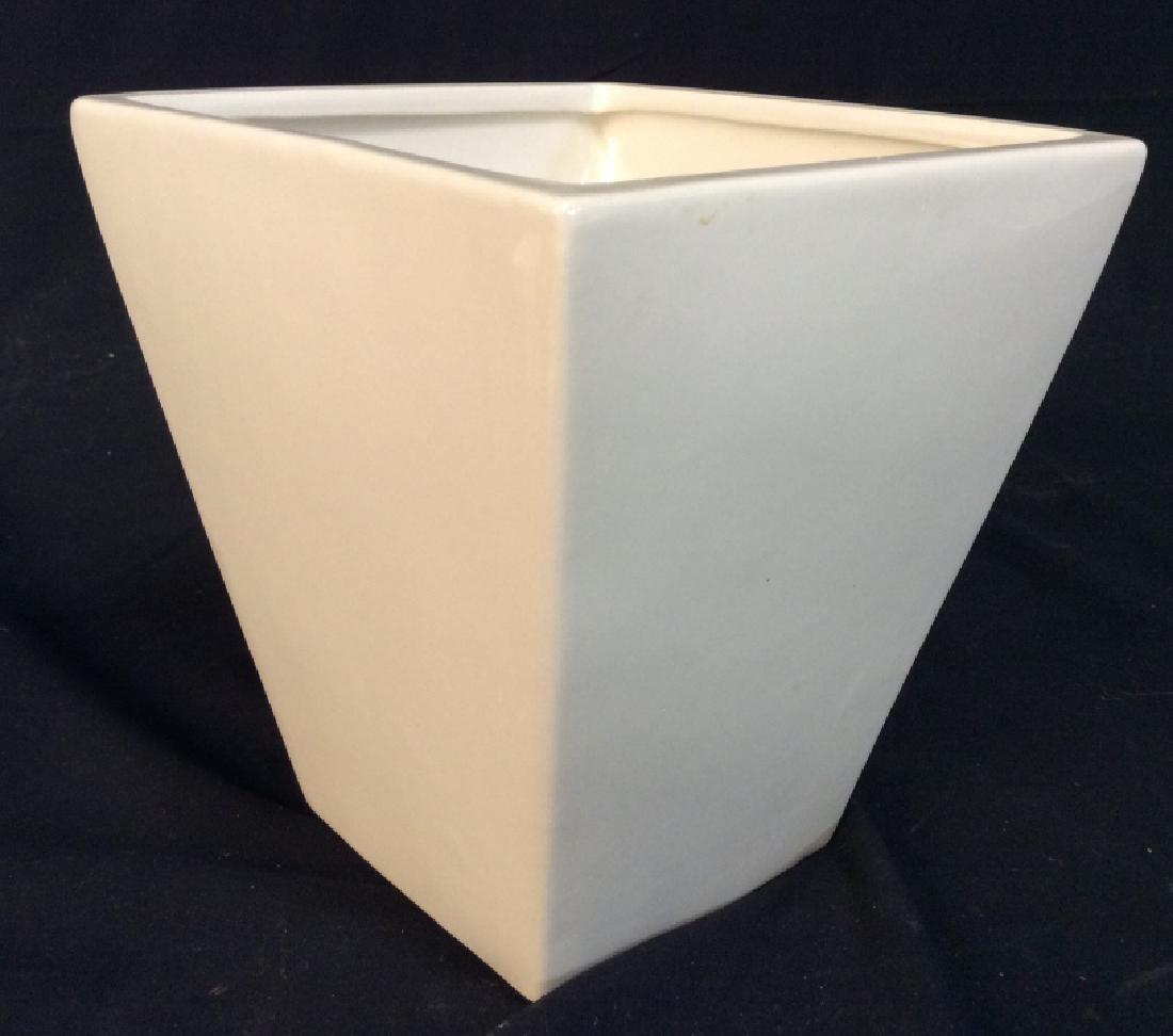 Square Cream Ceramic Planter: Cream Ceramic Planter, 7 in x 6 1/2 square, square cream ceramic planter Vase, good condition, marked on underside Vasesource, Made in China, Decorative Planters, Tableware, Ceramics, Porcelain, Garde