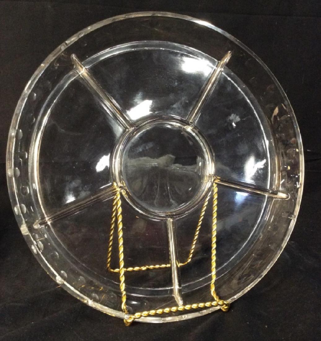 Vintage Glass 6 Compartment Centerpiece Dish: Vintage Glass 6 Compartment Centerpiece Dish, 12 in diameter, good condition, Homewares, Glass Kitchenware, Tabletop Kitchenware, Entertainment Utensils, 5