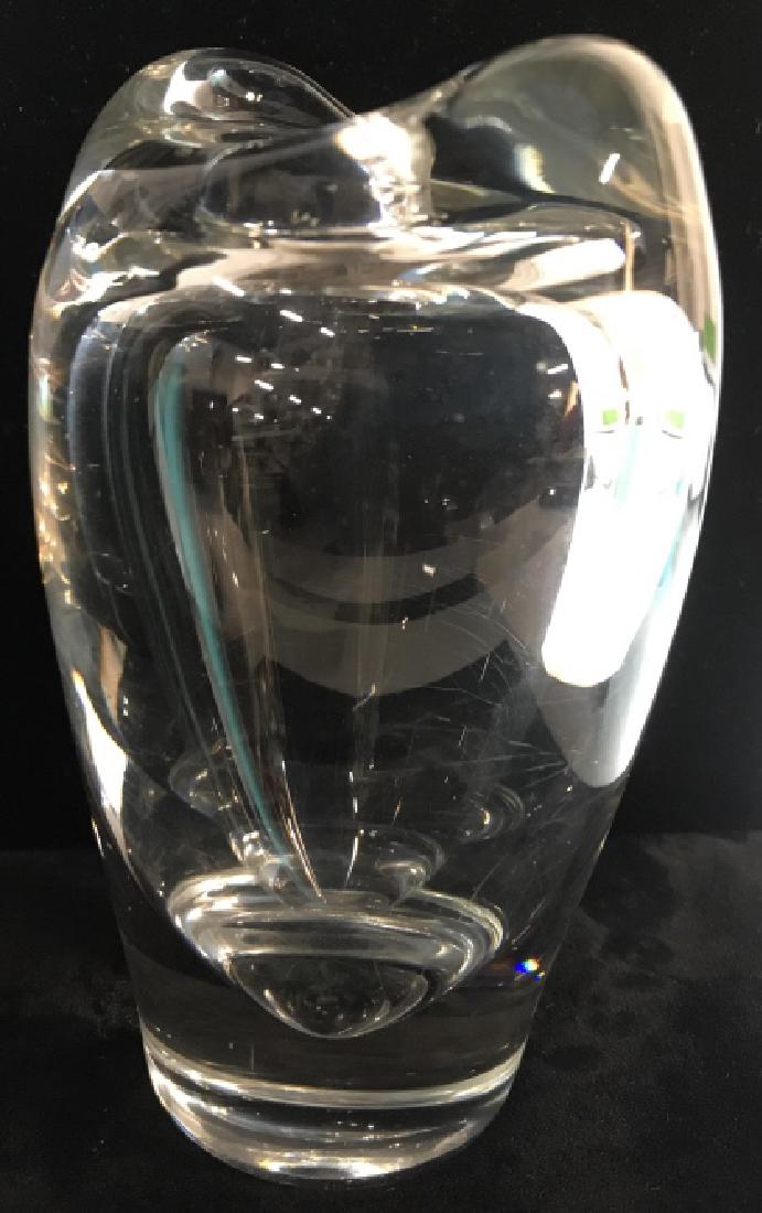 Handcrafted Heavy Crystal Bud Vase: Handcrafted Heavy Crystal Bud Vase, appears to be handcrafted heavy glass/crystal vase, measures approximately 5 in tall by 3 in by 3 in. Crystal, crystal ware, tableware, tabletop accessory, decor pi