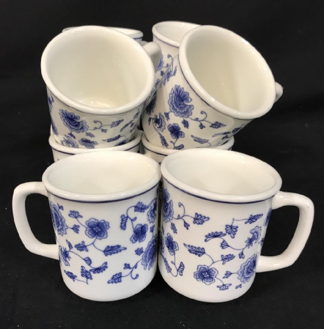Set of 10 Ceramic Coffee Mugs, Italy: Set of 10 Ceramic Coffee Mugs, Italy, 4 in x 3 1/4 in, blue floral design on white ground, good condition, marked on underside made in Italy, Quafoglio, Kitchenware, Ceramic Coffee Cups, Mugs, Italian