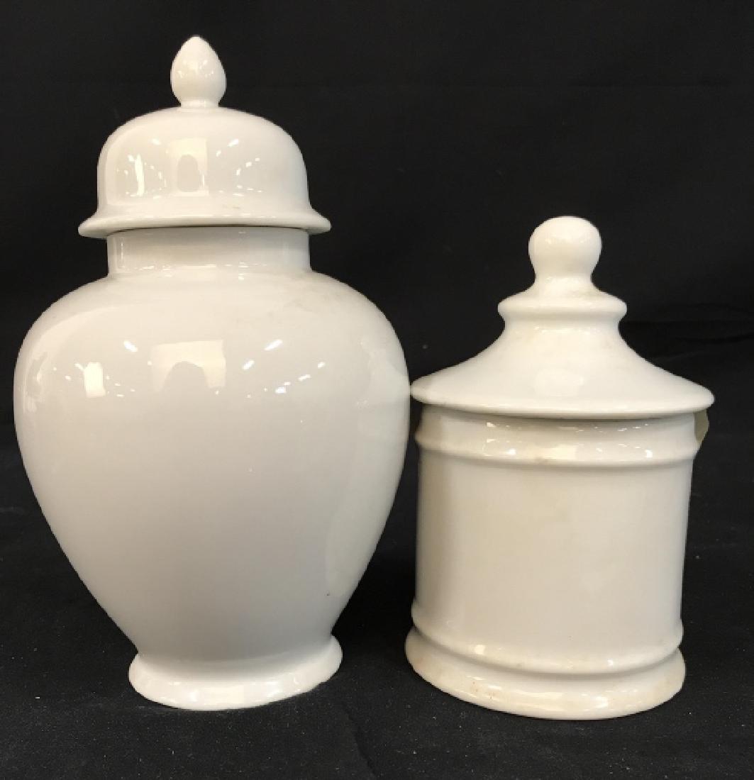Vintage Set of Limoges Porcelain Covered Vessels: Vintage Set of Limoges Porcelain Covered Vessels, largest measures 9in x 5 in, good condition, smaller vessel marked Limoges France on underside, Kitchenware, Bathroom Ware, French Porcelain, Ceramics