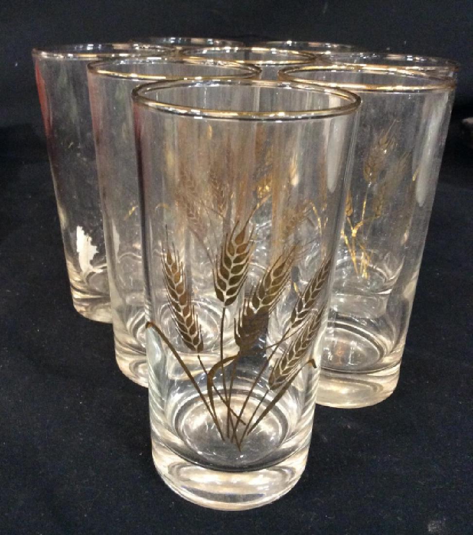 Group Lot of 8 Vintage Wheat Highball Glasses: Group Lot of 8 Vintage Wheat Highball Glasses, 6 in x 3 in, good condition, each with Wheat sheaf in gold, Decorative Bar Ware, Highball Glasses, Kitchenware, Entertaining Glassware, Water Glasses, 5