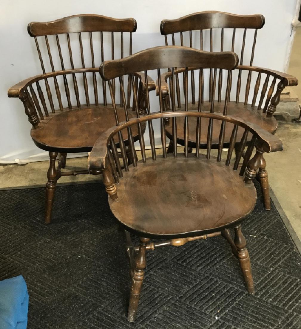 Vintage Set of 3 Wooden Windsor Fan Back Chairs