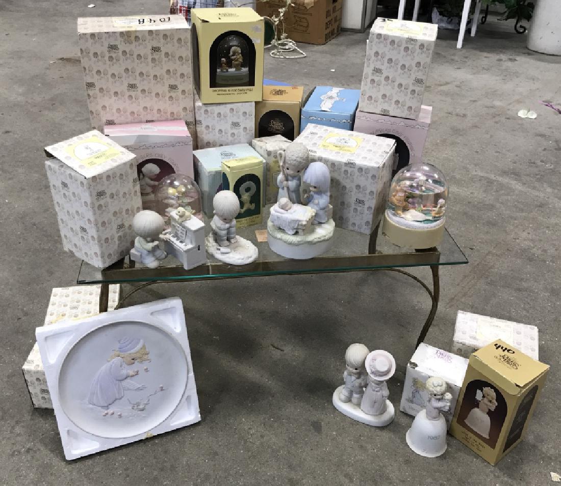 Collection of ENESCO PRECIOUS MOMENTS Figurines: Large vintage collection of THE ENESCO Precious Moments figurines / sculptures / collectible sets. Porcelain figurines vary in styles, from group figurines, to snow globes, windup music figurines, pla