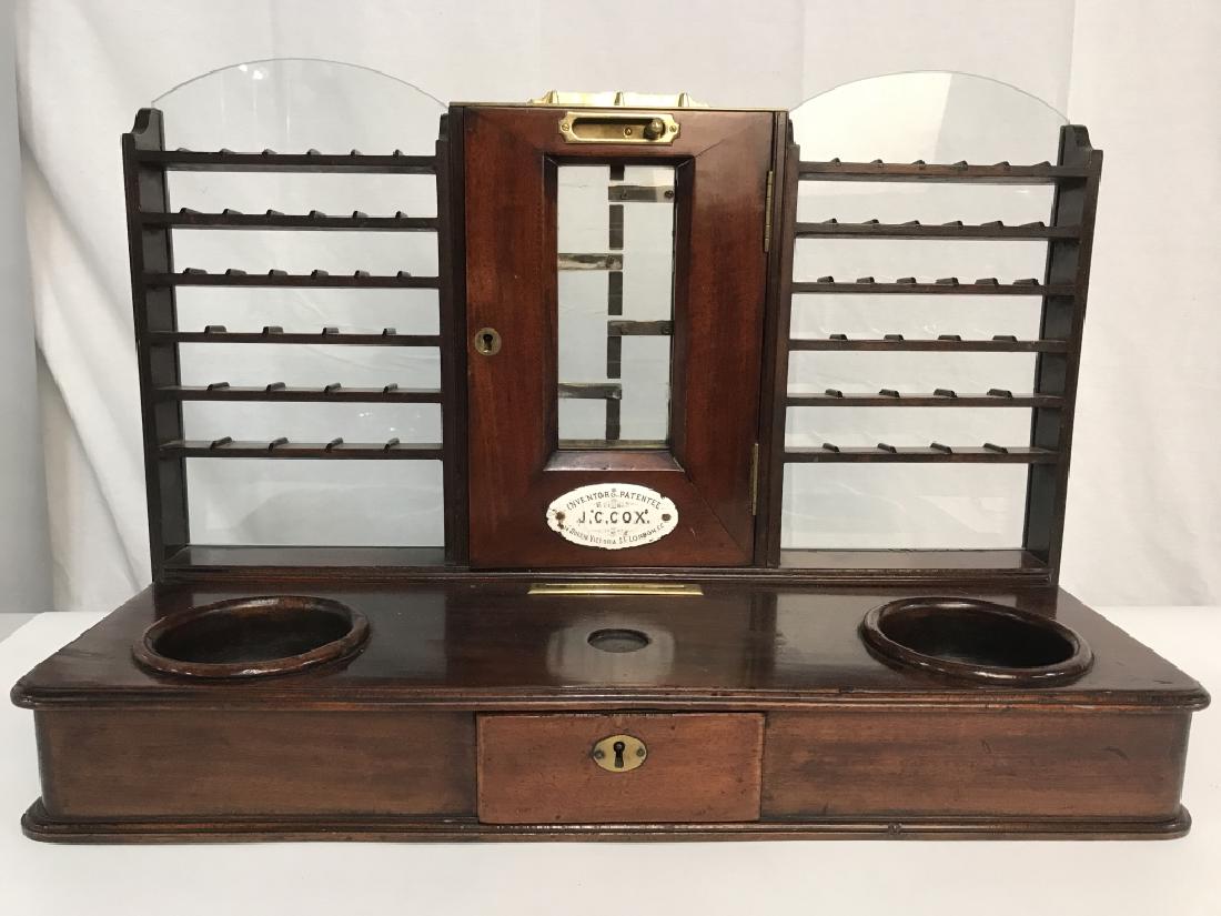 Rare Antique Cox’s Patent Coin Till, England: Rare Antique Victorian Mahogany Cox's Patent coin Till, English, c. late 19th century. With brass fittings, and brass label ‘Cox's Patent.’ The patent number in this mechanism is 3478, stamped on