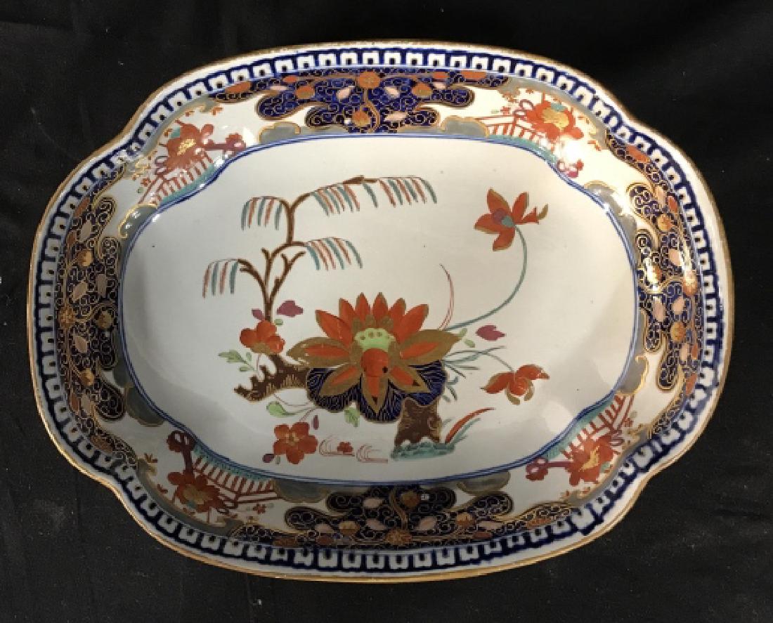 TURNERS Patent C 1800-1805 Antique Platter: Label on u deride reads John Turner Lane End, Staff. C 1800-1805, ceramic pottery Porcelain Serving piece, Asian design, tableware, orientalia, asian style arts and crafts, collectible porcelain, cent