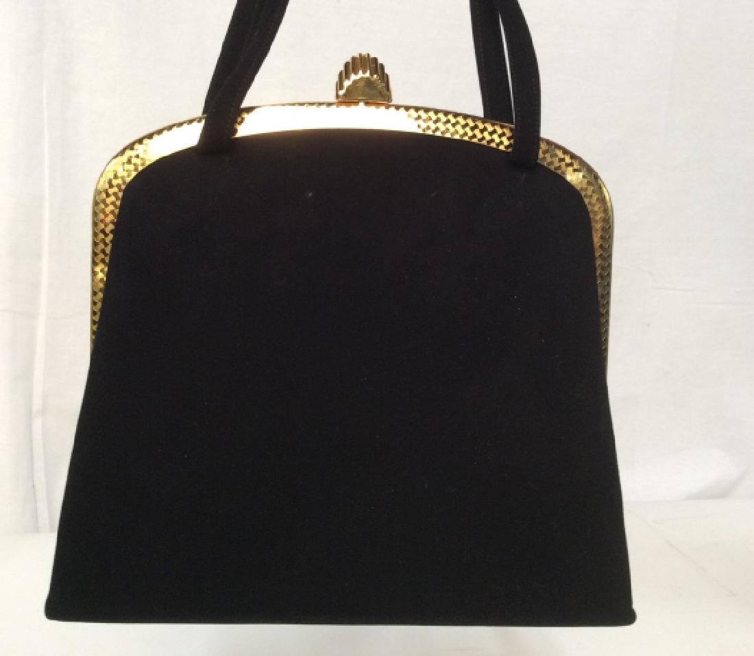 Koret Black Suede Ladies Handbag: Koret Black Suede Ladies Handbag, 10in x 9in x 10 in x 2in, interior label Koret, Koretolopeb made Of non crockable kid Suede, silk lined, gold toned hardware, good condition, Ladies Handbags, Purse, 