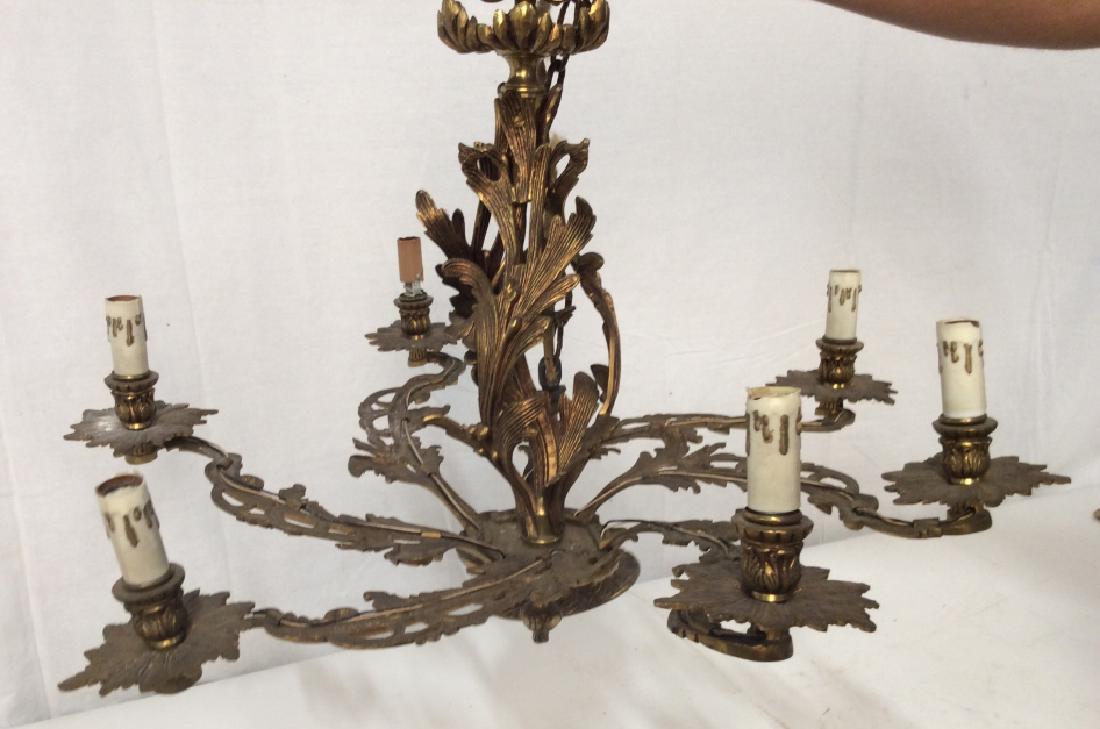 Vintage Brass 6 Arm Chandelier: Vintage Brass 6 Arm Chandelier, 21in x 22 in, good condition, articulating arms formed as branches, each end as a flower with candle bulb, Lighting, Brass, Metal Lighting, Chandelier, 5