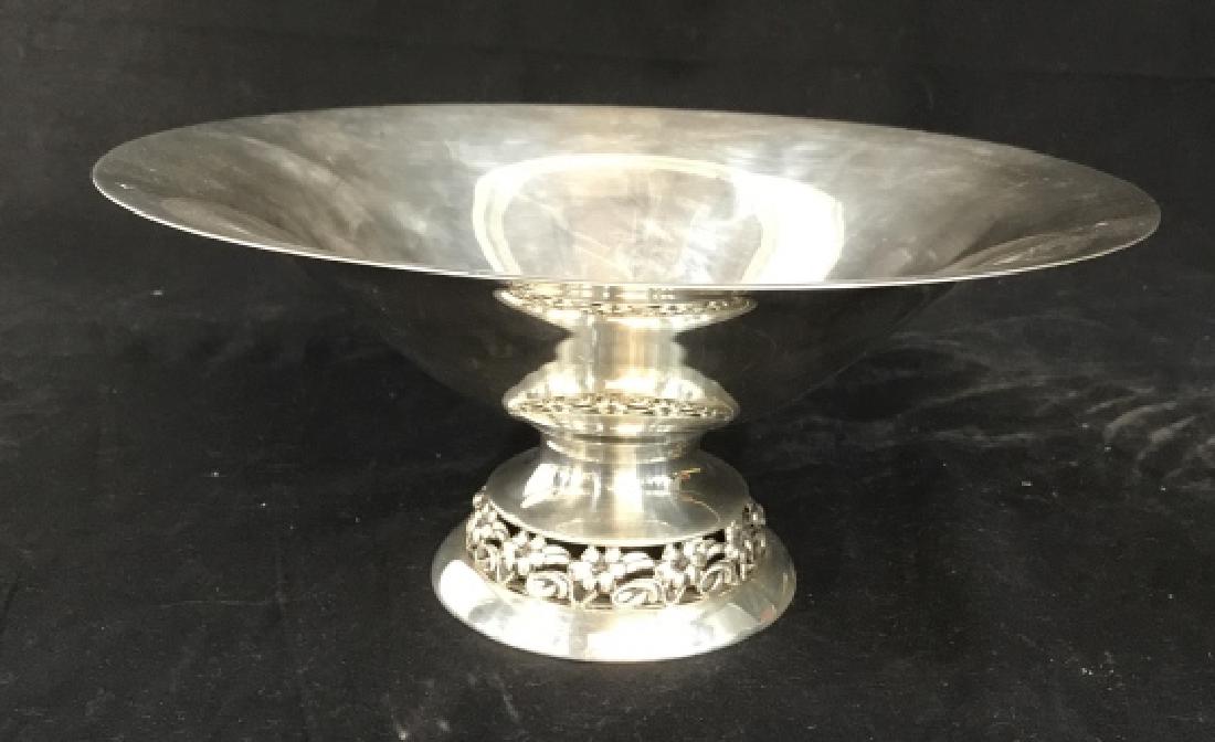 Sterling Silver Art Nouveau Pedestal Bowl: Pedestal Bowl, centerpiece Bowl, marked underside for Sterling trademarked M, numbered 1215, Sterling silver tableware, table decorative accessory, possibly antique, measures app ht 5 inches, diameter