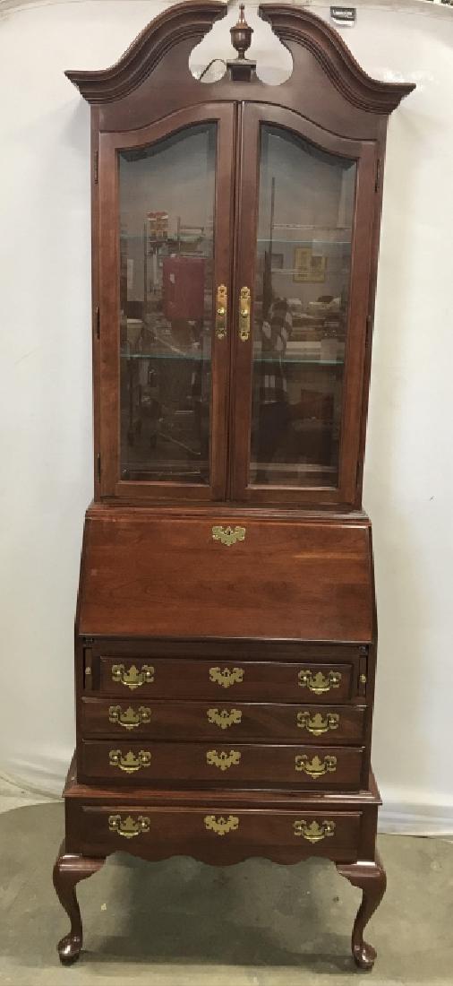 Ethan Allen Secretary Desk W Display Cabinet