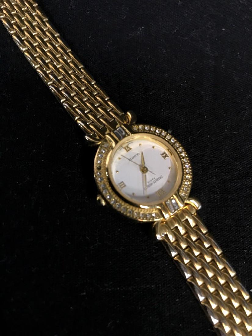 Charles HUBERT Paris, Gold Toned Watch: Wrist watch marked for Charles Hubert Paris, marked for Quartz, measures app length 7.5 inches, vintage jewelry, Estate jewelry, French fashion accessory,