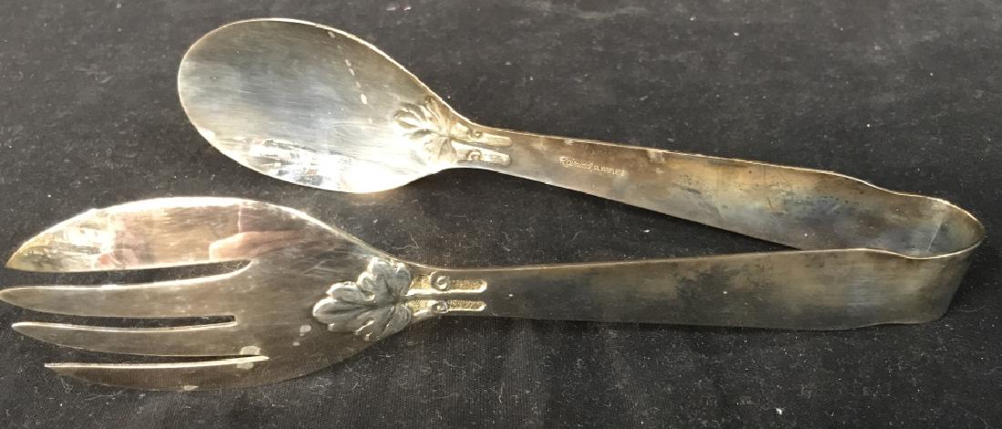Raimond Silver Plated Tongs: Raimond Silver Plated Tongs, 8 1/2 in long, hallmarked raisins Silver plate, Italy, Silver Plate, Tableware, Kitchenware, Serving Utensils, Salad Tongs, 5