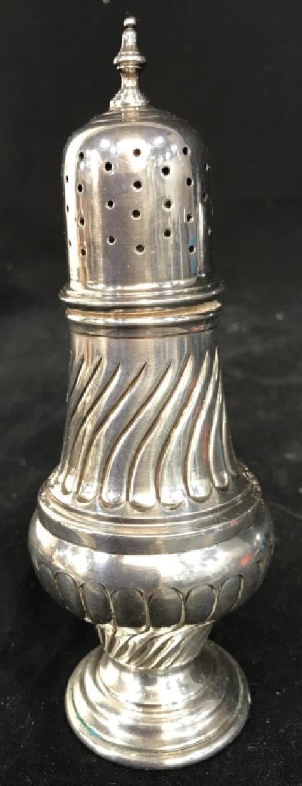 Silver Plated Salt Shaker: Silver Plated Salt Shaker, 6 3/4 in tall, 3 in at widest point, hallmarked on underside, made in England, Sheffield, CLC, good condition, Salt Shaker, Tableware, Silver Plate, Sheffield, English Silve