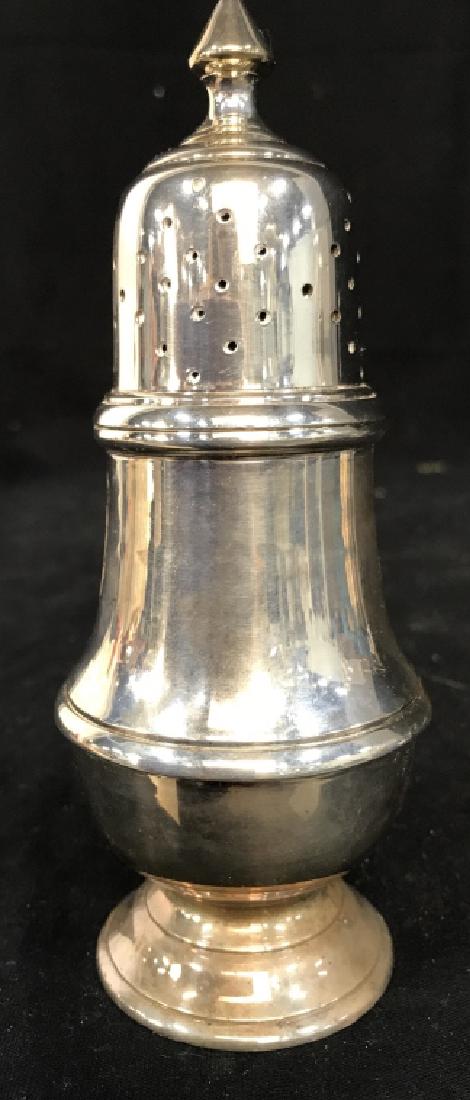 Silver Plated Salt Shaker: Silver Plated Salt Shaker, 6 1/2 in x 2 in good condition, Hallmarked on underside reads LES Made in India, silver Plated, Salt shaker, Tableware, Table Accessories, Kitchenware, 5