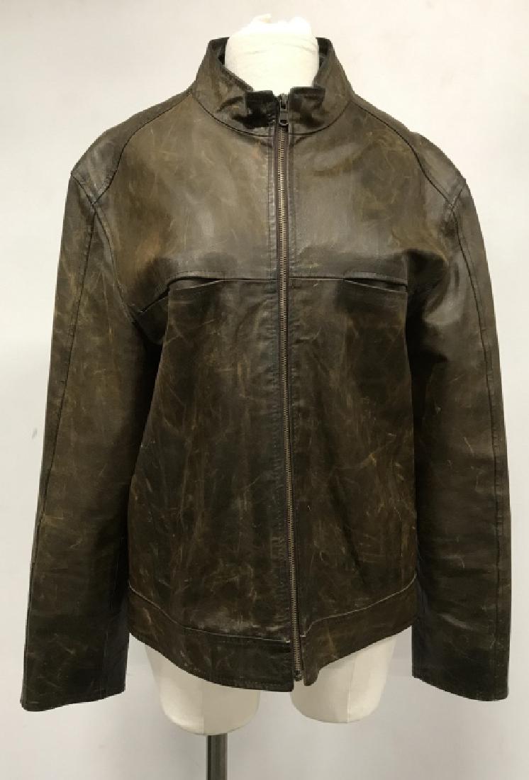 CINZIA PICCI Italian Designer Leather Jacket: CINZIA PICCI Italian luxury designer men’s leather jacket. Jacket label reads for Cinzia Picci, Size 52. Distressed deep brown leather in tone. Vintage leather jacket, Luxury Italian designer, distr