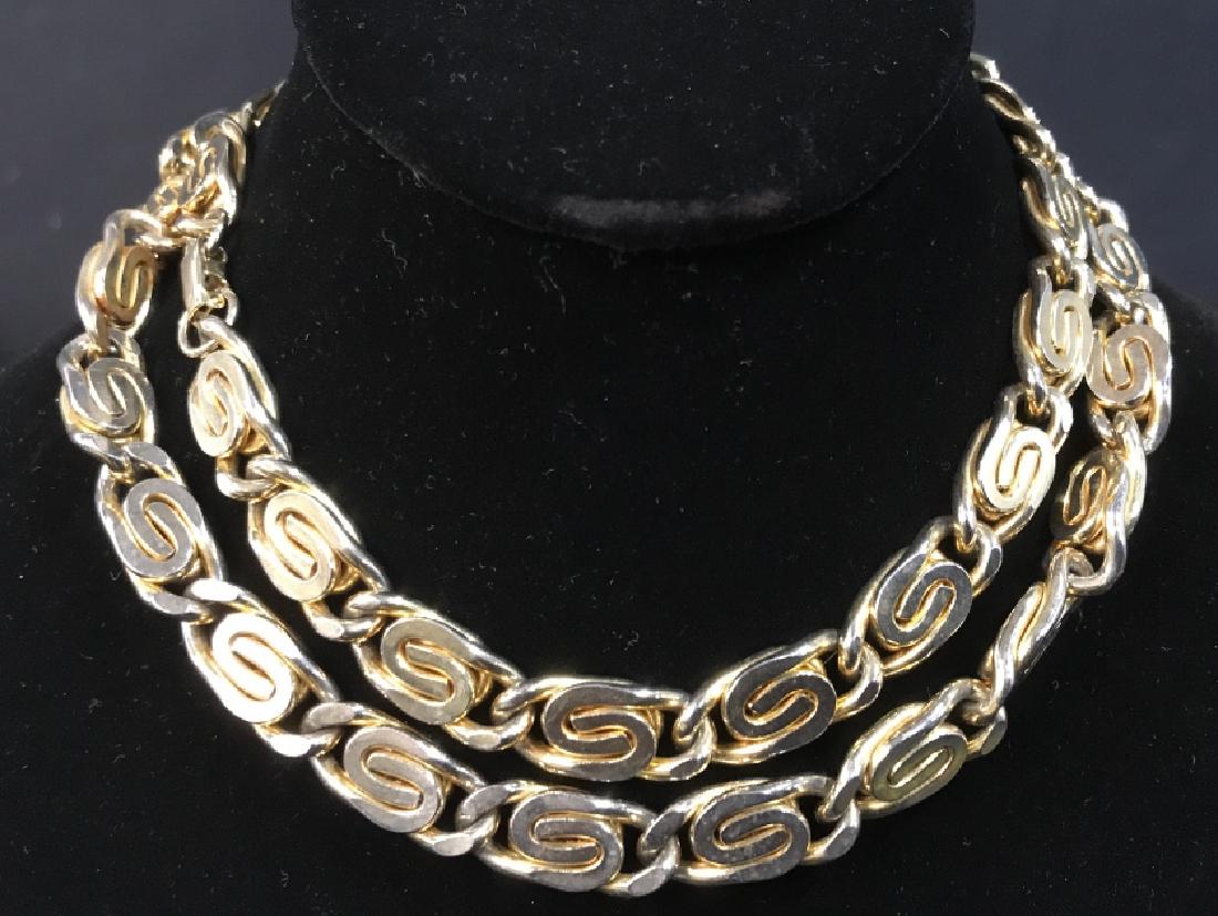 Gold Toned S Link Necklace: Gold Toned S Link Necklace, 30 in total length, has weight, good condition, no marks found, Monet Style Costume Gold Jewelry, Necklace, Link Necklace, 5